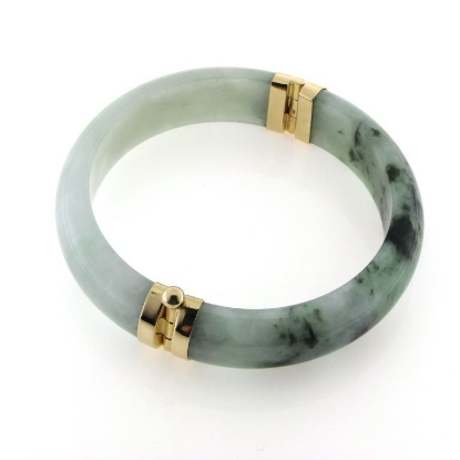 Billede af Armring jade med fatninger, 14 kt.