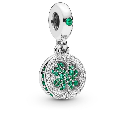 Billede af Pandora Dazzling clover sølv charm med vedhæng grønne synt. zirkonia