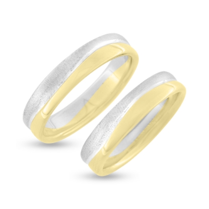 Billede af Vielses & Forl. ringe, br. 5,7 mm. 14 kt. + 925s sølv