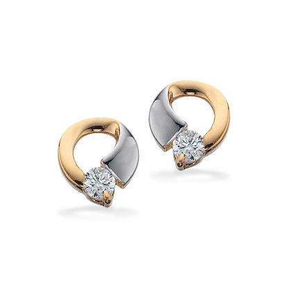 Billede af Ørepynt syn.zir. rd./hv.  8 kt.