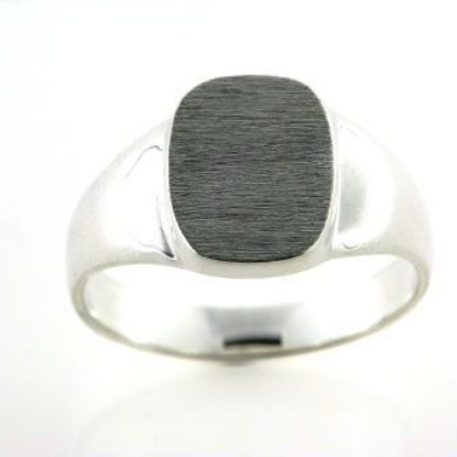 Billede af Herrering massiv plade antik facon 14*12 mm. 925 s.