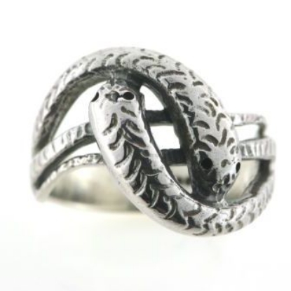 Billede af Slangering med 2 slanger, 4 brill. a 0,02 w/vs. isat i øjne, 925s