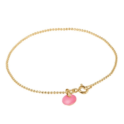 Billede af ENAMEL Copenhagen Ball Flamingo armbånd sølv forgyldt kuglekæde (17,5cm)