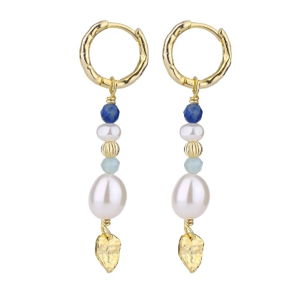 Billede af WiOGA Callista øreringe forgyldt sølv m. perler