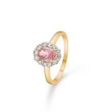 Billede af Mads Z "Portofino" ring 14 kt. guld m. pink topas + 0,35 ct. brillanter (str. 60)
