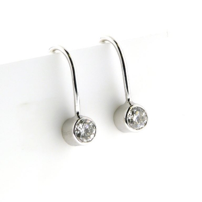 Billede af Ørehængere, Rørfatning brill. 2*0,25 w/vs. med fast bøjle 14 kt. hvg.