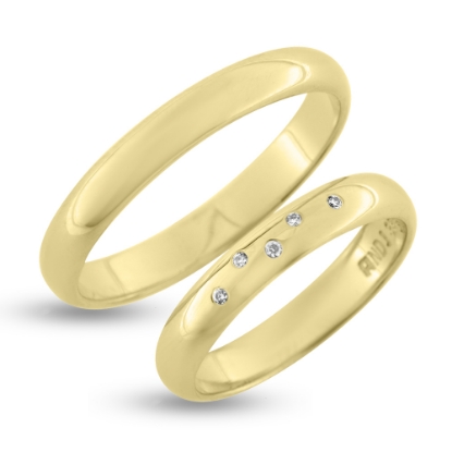 Billede af Vielses & Forlovelses ringe, 5* 0,005 w/vs. i damering, 14 kt.