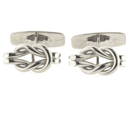 Billede af Manchetknapper, Råbåndsknob (knude) 14 kt. hvg.