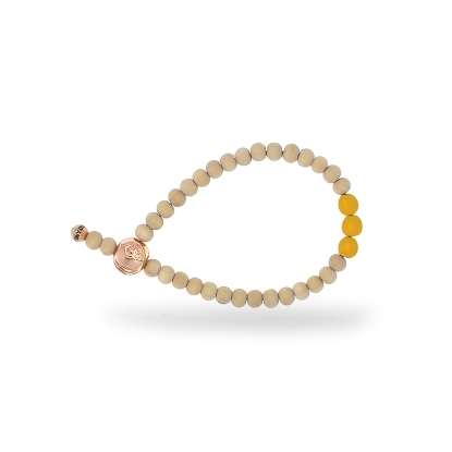 Billede af &Imagine armbånd Mellow Yellow m. 6mm trækugler og emaljebeads rosaforgyldt lås