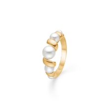 Billede af Mads Z "Swirl w. Pearls" ring 14 kt. m. perler str. 52
