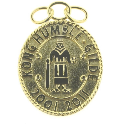 Billede af Kong Humble gilde loge, stor med øsken bagpå (hj. 55 mm) 925s forgyldt
