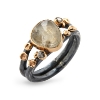 Billede af By Birdie Gili Sun Ring sort rhodineret sølv m.14kt kugler, rutilkvarts og ialt 0,20 ct diamant str. 56