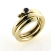 Billede af Ring spiral snoet, isat 3 mm. blå safir, 3 mm. tråd 14 kt.