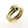 Billede af Ring spiral snoet, isat 3 mm. blå safir, 3 mm. tråd 14 kt.