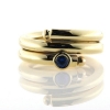 Billede af Ring spiral snoet, isat 3 mm. blå safir, 3 mm. tråd 14 kt.