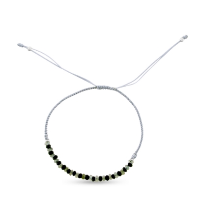 Billede af By Pind armbånd grå knyttet med labradorit, hematit og sølv kugler