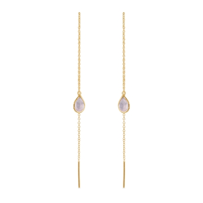 Billede af Susanne Friis Bjørner Ørekæde sølv forgyldt mini dråbe facet lyserød krystal