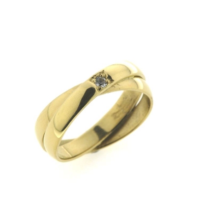 Billede af Ring, loddet fast sammen, isat brill. 0,03 w/vs. 8 kt.