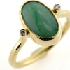 Billede af Ring med Kina natur jade og 2 brillanter 14 kt.