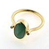 Billede af Ring med Kina natur jade og 2 brillanter 14 kt.