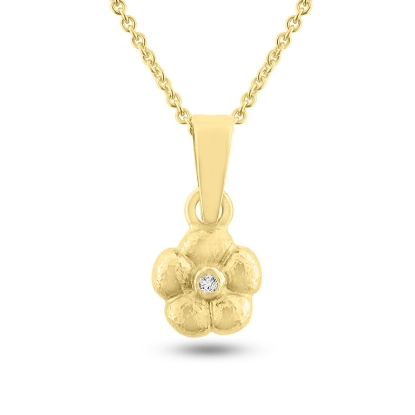 Billede af Vedhæng hyldeblomst, brill. 0,015 w/vs. med øsken & patz, 7,5 mm 14 kt.