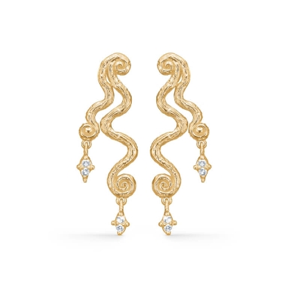 Billede af *Studio Z "Wave" øreringe forgyldt sølv m. cz