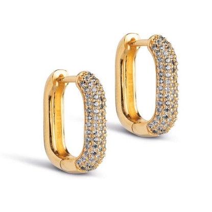 Billede af ENAMEL Copenhagen Sparkling Square 15 mm øreringe forgyldt sølv 