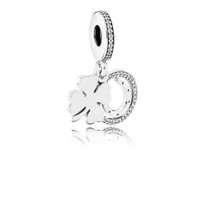 Billede af Pandora charm sølv firkløver+cirkel cz