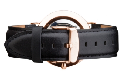 Billede af Daniel Wellington urrem Classic Sheffield, læderrem sort, stål rosaforgyldt, 20mm