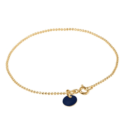 Billede af ENAMEL Copenhagen Ball Midnight armbånd sølv forgyldt kuglekæde (17,5cm)