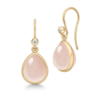 Billede af Julie Sandlau Paloma øreringe sølv forgyldt milky rose krystal cz