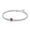 Billede af Pandora Rødt Funklende Hjerte Tennisarmbånd sølv m. cz (18 cm)