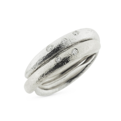 Billede af Ring dobbelt  1*0,02 + 4* 0,01 w/vs. 14 kt. hvg.