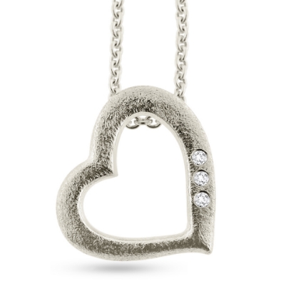 Billede af Vedhæng hjerte, 3* brill. a 0,01 w/vs. åbent massivt 14 kt. hvg.