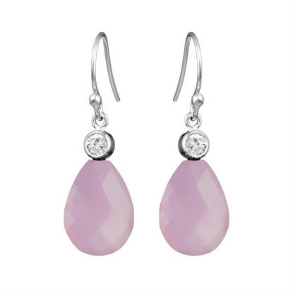 Billede af Susanne Friis Bjørner ørehængere sølv m. lyserød krystal og zirconia