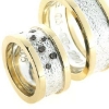 Billede af Ringe 14 kt. + sølv, d-ring 8 mm. med 5 brill. 2* 0,02, 2* 0,03, 1* 0,04 w/vs. herrering 10 mm. bred facon + 9,2 gr. (prisen er excl. guld)