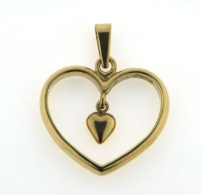 Billede af Vedh. m. lille løs hæg. hjerte 8 kt. (gl. ring bruges)