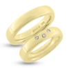 Billede af Vielses & Forl. ringe 14 kt, damering isat  3* 0,01 ct.