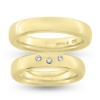 Billede af Vielses & Forl. ringe 14 kt, damering isat  3* 0,01 ct.