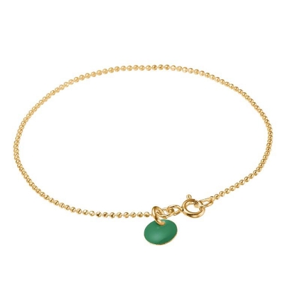 Billede af ENAMEL Copenhagen Ball Petrol Green armbånd sølv forgyldt kuglekæde (17,5cm)