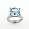 Billede af Ring fattet med akvamarin 14*12 mm. + 4 brill. a 0,015 ct. w/vs. 14 kt. hvg.