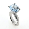 Billede af Ring fattet med akvamarin 14*12 mm. + 4 brill. a 0,015 ct. w/vs. 14 kt. hvg.