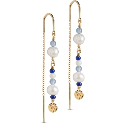 Billede af ENAMEL Copenhagen Sofia Marine øreringe forgyldt sølv m. cz og fvp