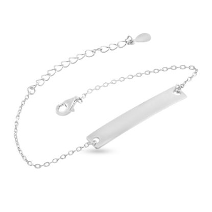 Billede af By Pind armbånd sølv rhodineret med plade vedhæng (15-19cm)