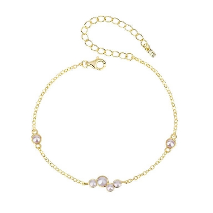 Billede af WiOGA Felicia armbånd forgyldt sølv m. ferskvandsperler (15,5-18 cm)