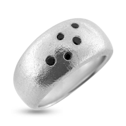 Billede af Ring brillanter 2*0,03 + 3*0,02 ct. kraftig massiv båndring 925s.