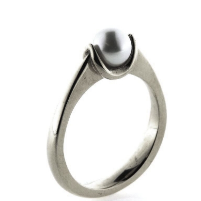 Billede af Ring perle, sv. kultur 14 kt. hvg.