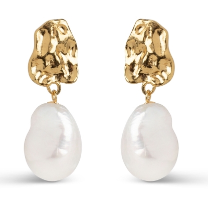 Billede af ENAMEL Copenhagen Paris øreringe forgyldt sølv m. ferskvandsperler