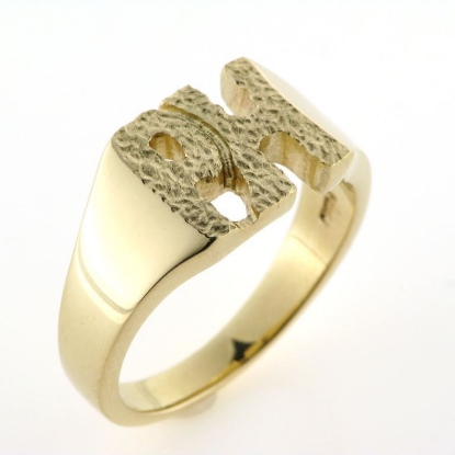 Billede af Ring, massiv med udsavet monogram PH, 14 kt. 