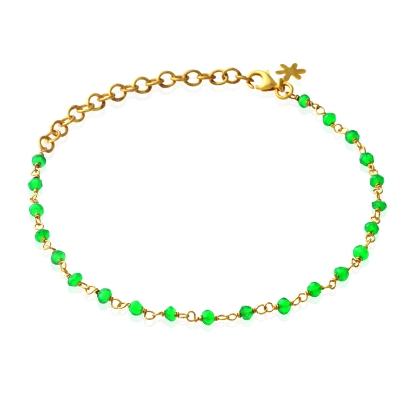 Billede af Susanne Friis Bjørner Armbånd sølv forgyldt facetslebne grøn agat